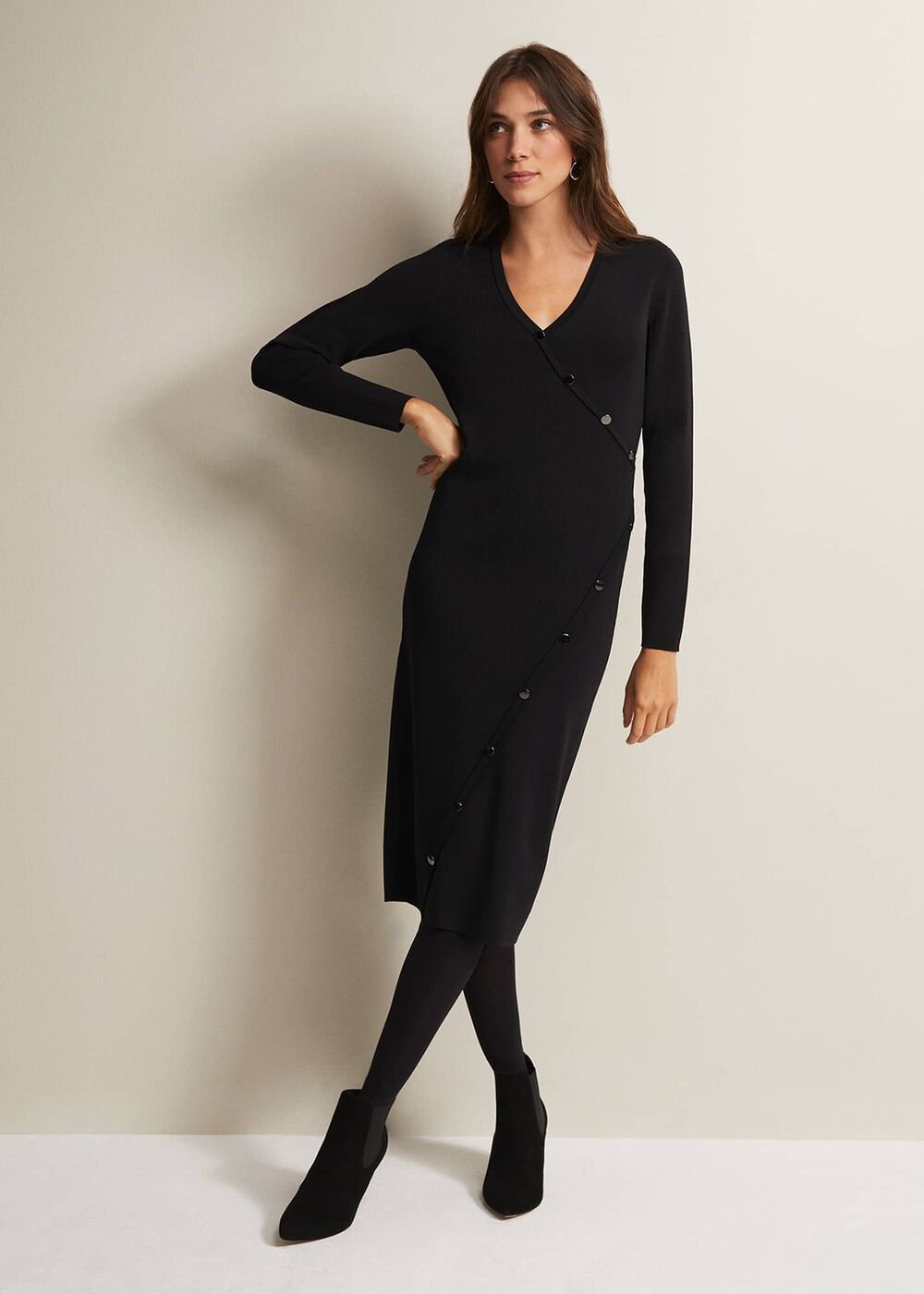 Kellia Black Knitted Midi Dress Black