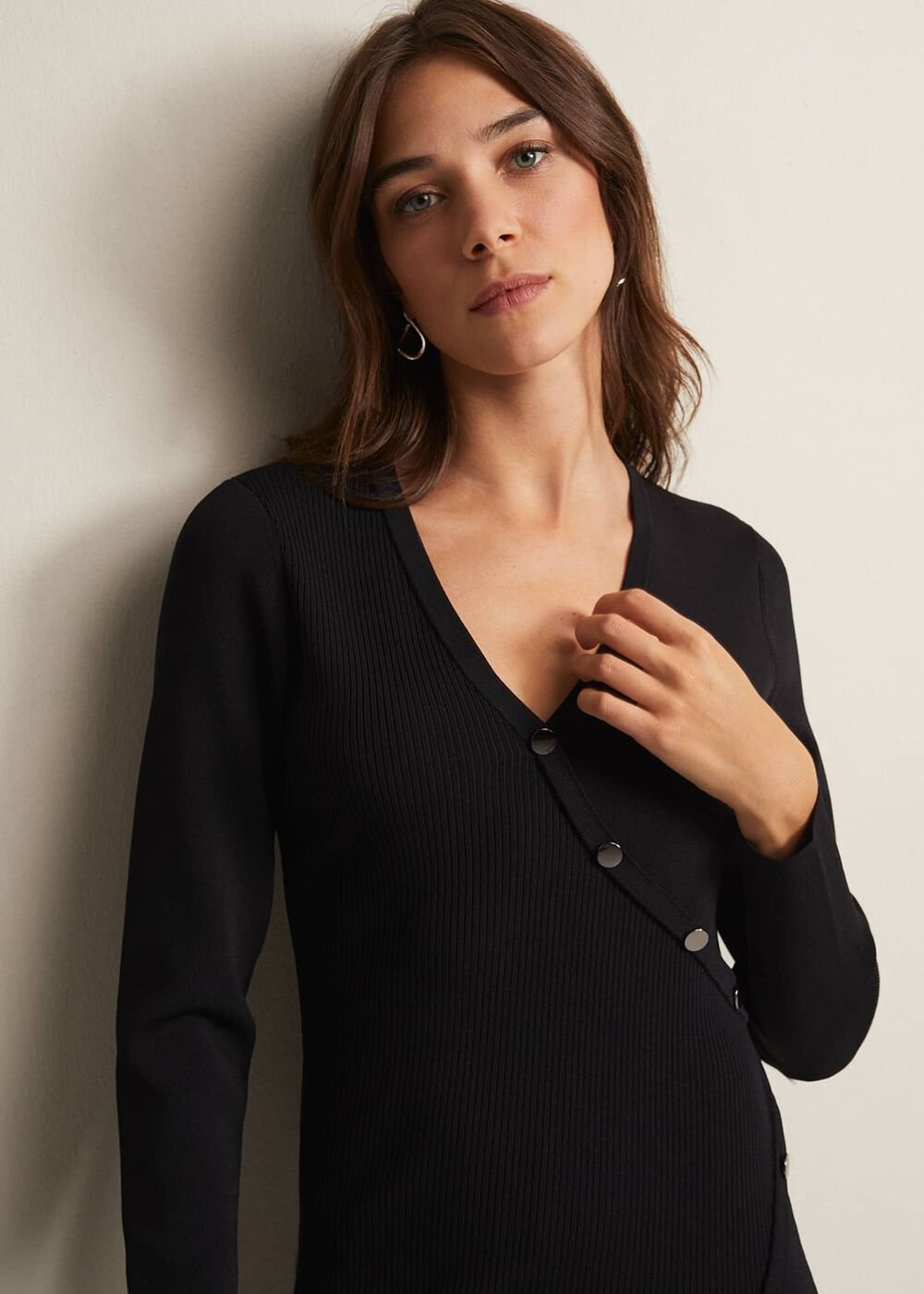 Kellia Black Knitted Midi Dress Black
