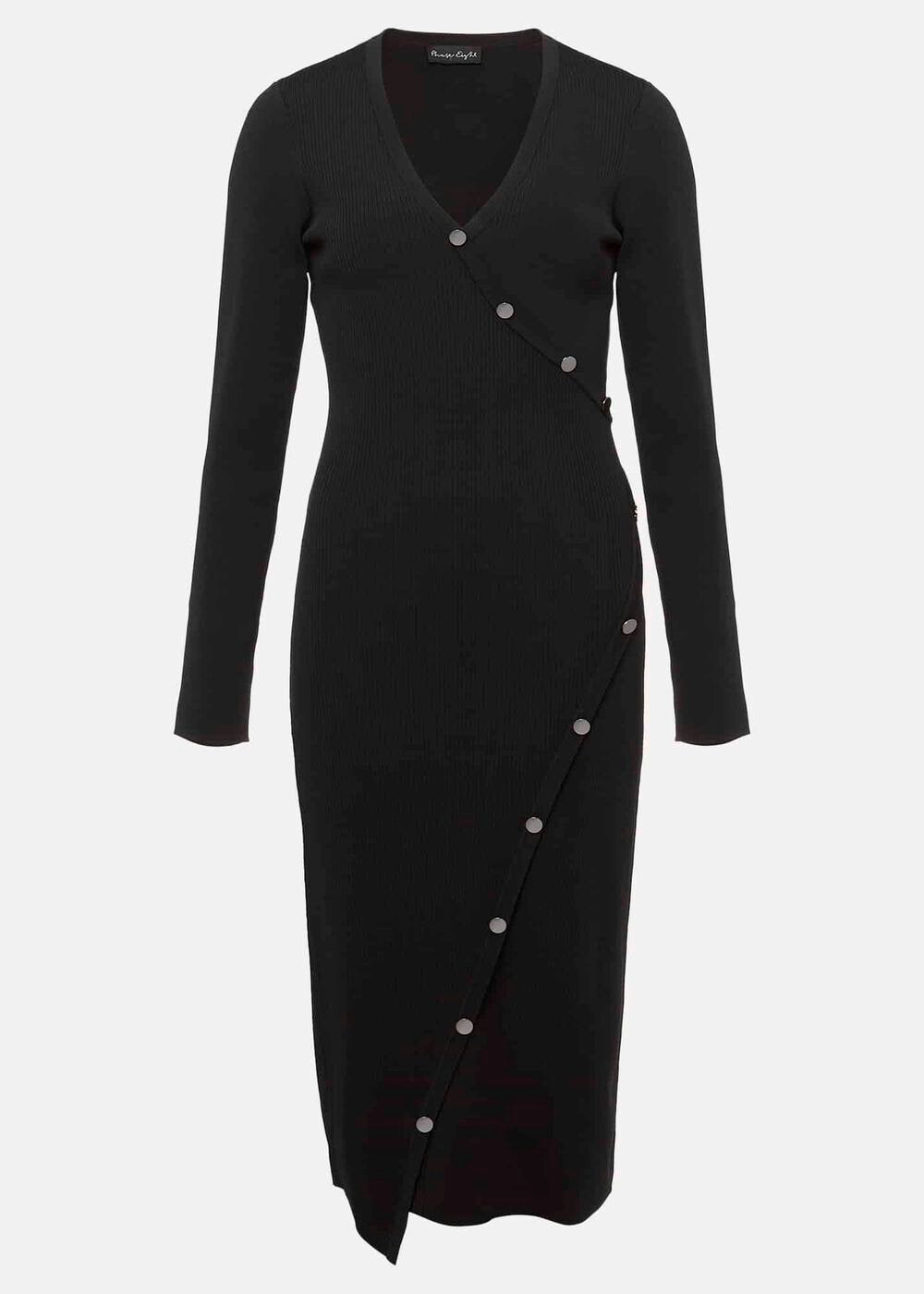 Kellia Black Knitted Midi Dress Black