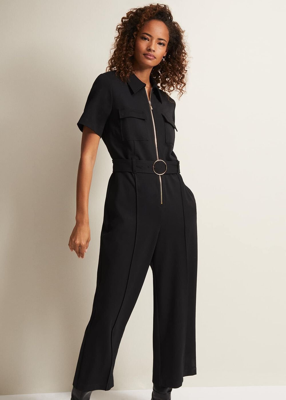 Polly Black Zip Jumpsuit Black