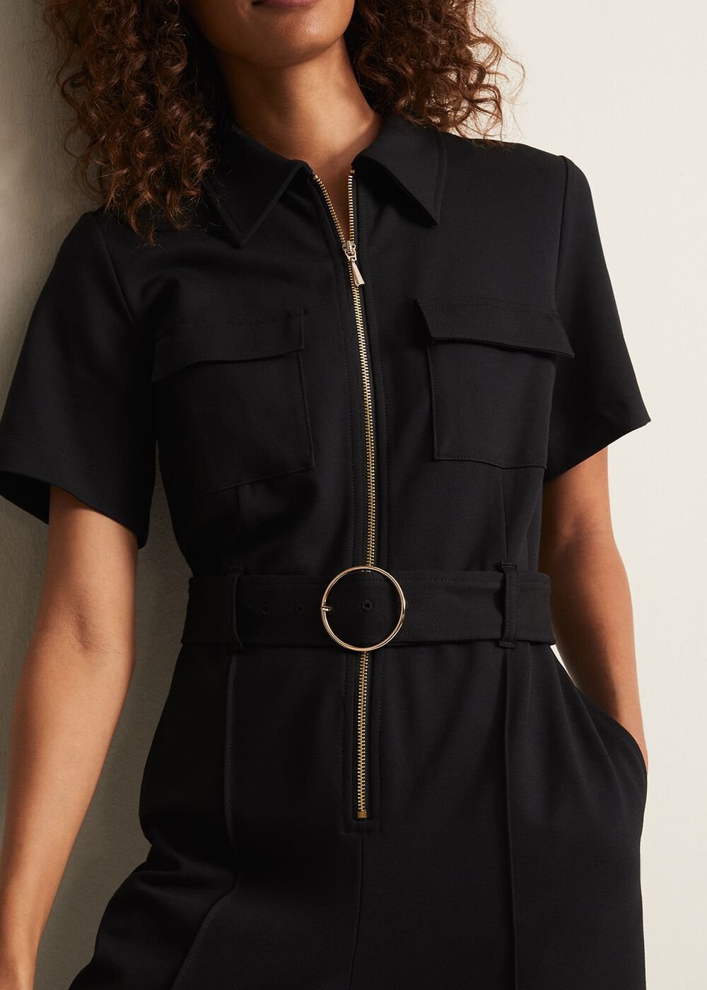 Polly Black Zip Jumpsuit Black