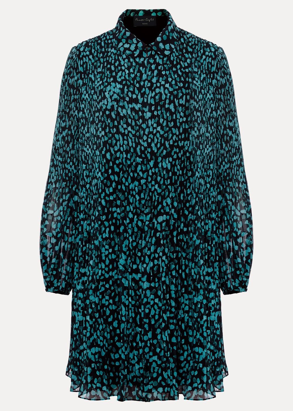 Petite Teal Ditzy Floral Print Pleated Mini Dress Green