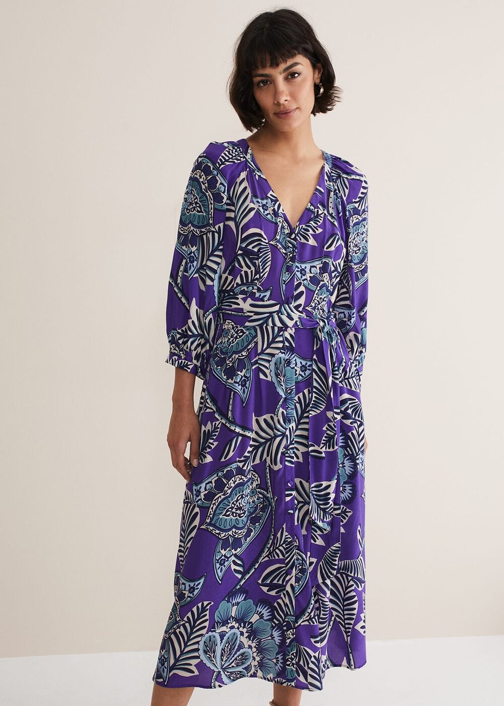 Erin Paisley Midi Dress Purple