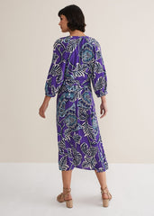 Erin Paisley Midi Dress Purple