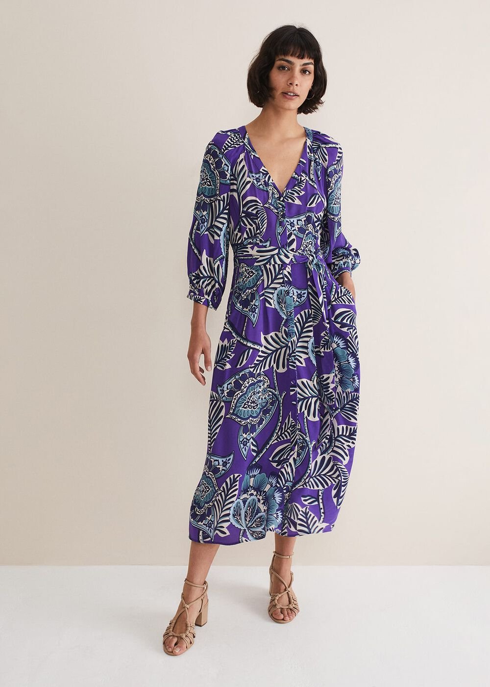 Erin Paisley Midi Dress Purple