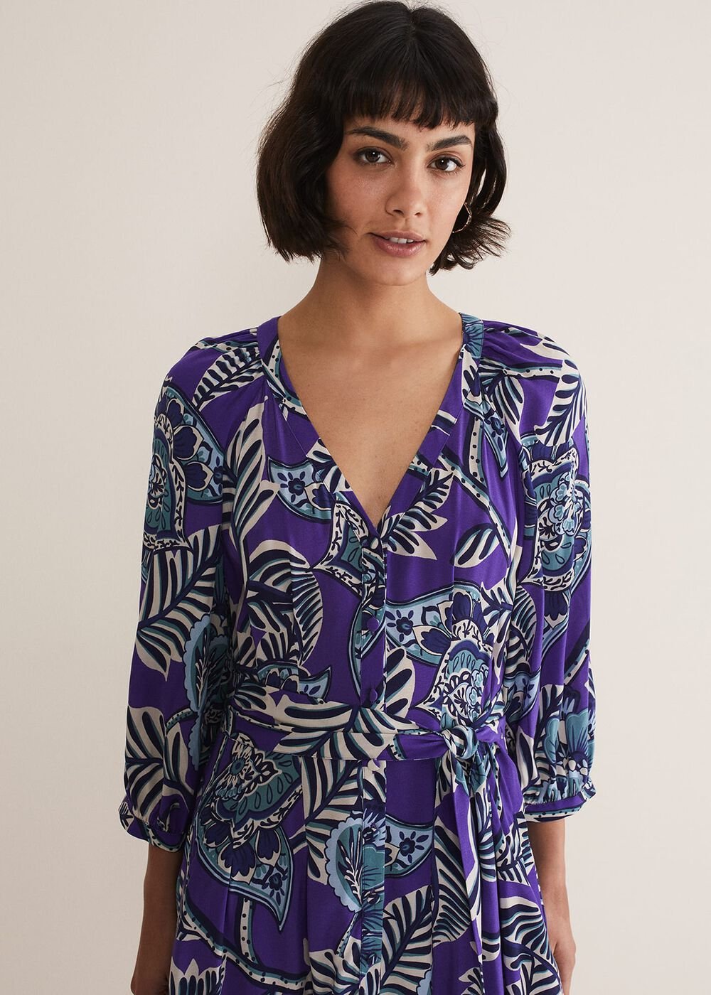 Erin Paisley Midi Dress Purple