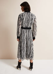 Serena Striped Midi Dress Black/Ivory