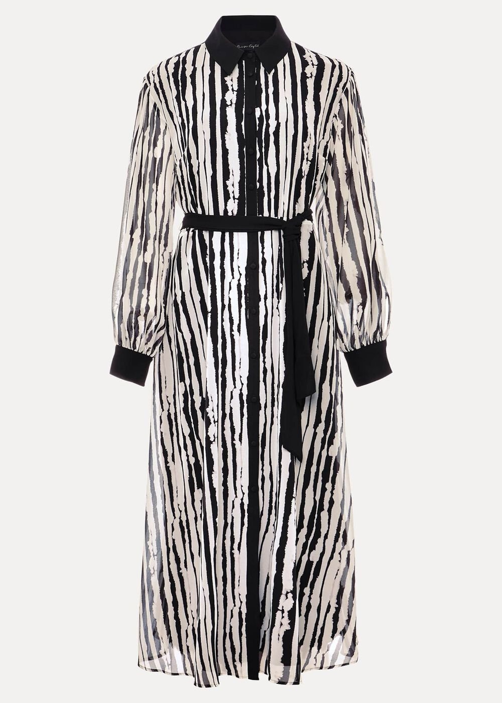 Serena Striped Midi Dress Black/Ivory