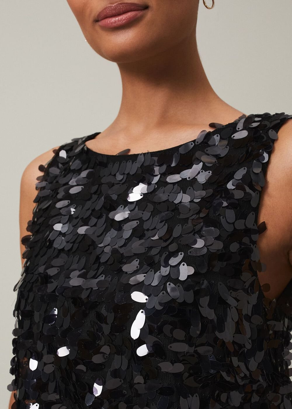 Elena Black Sequin Tiered Maxi Dress Black