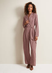 Bianka Satin Geo Wide Leg Jumpsuit Red