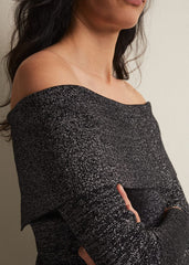 Heidi Knitted Bardot Dress Black/Silver