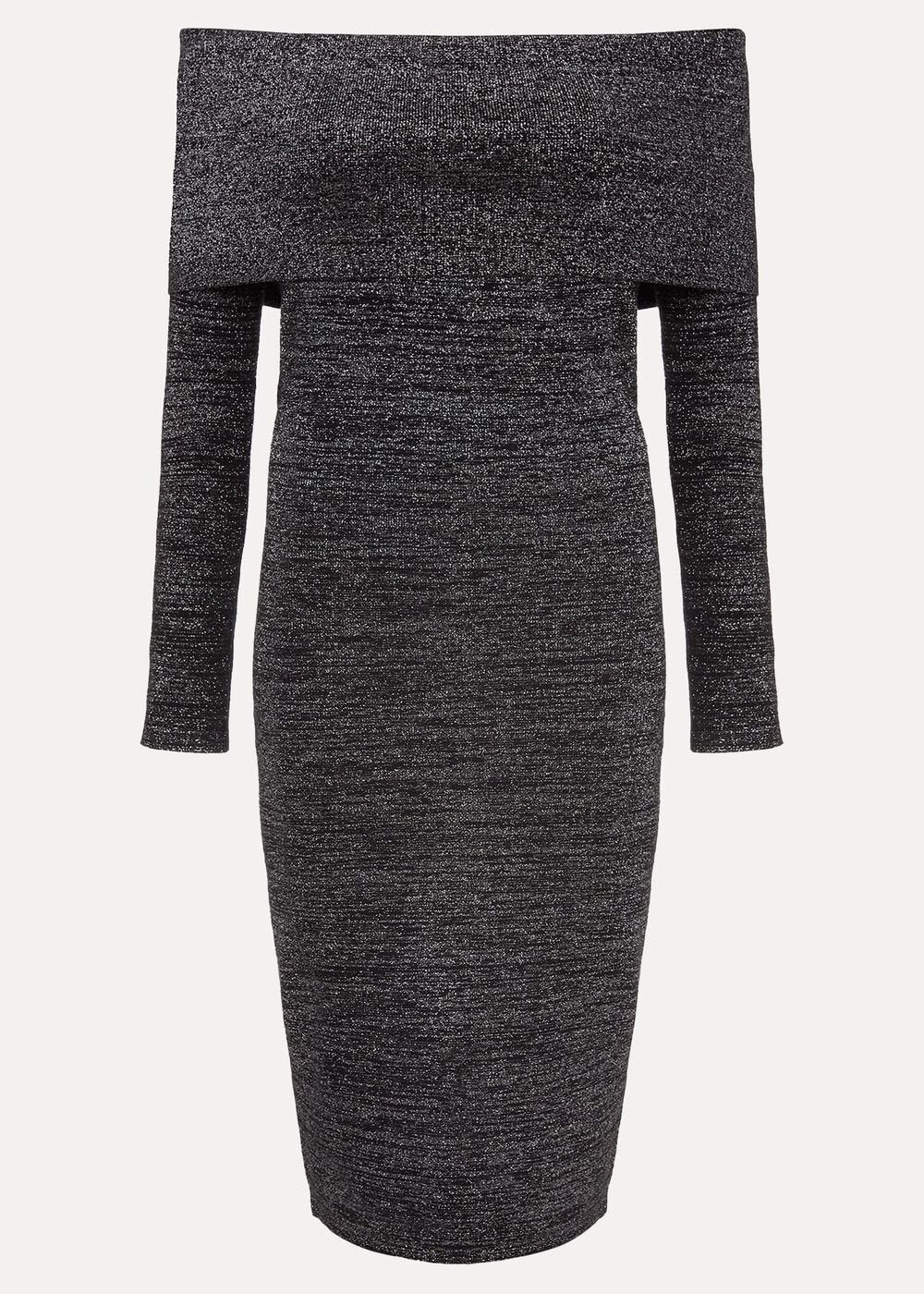 Heidi Knitted Bardot Dress Black/Silver