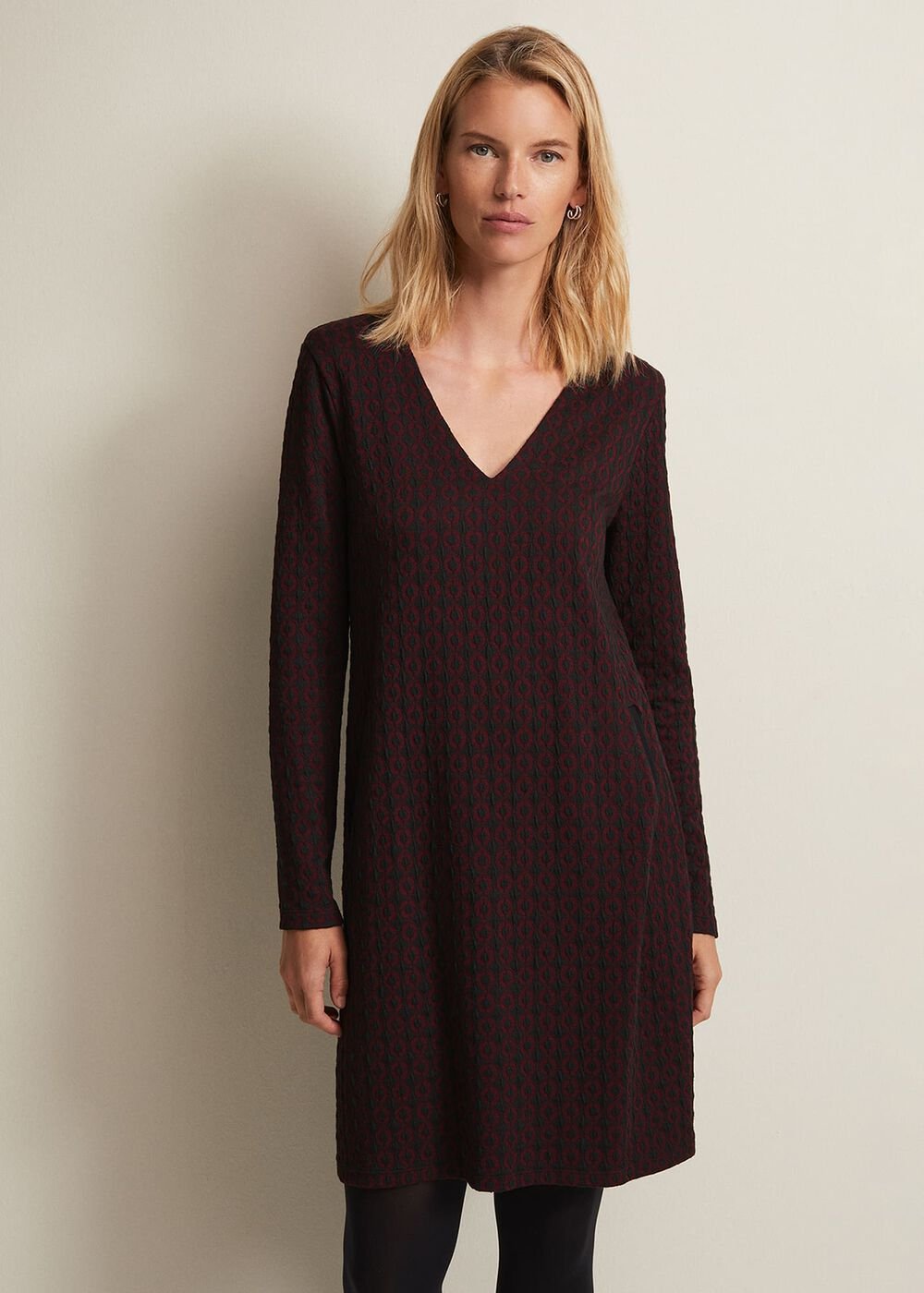 Lianna Geo Mini Dress Burgundy