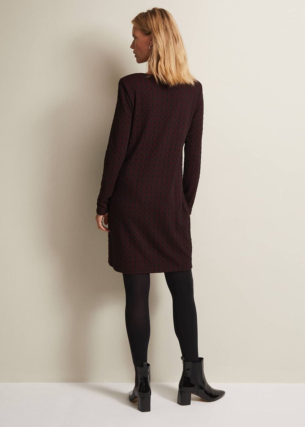 Lianna Geo Mini Dress Burgundy