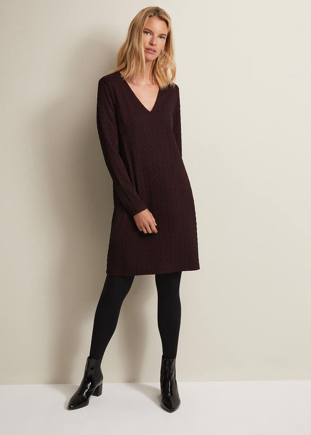 Lianna Geo Mini Dress Burgundy