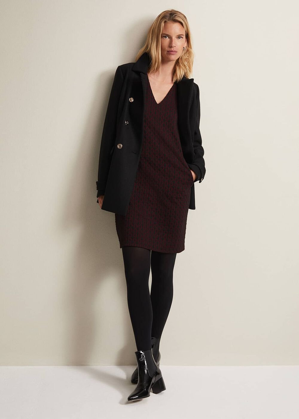 Lianna Geo Mini Dress Burgundy
