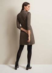 Geometric Mini Shirt Dress in Black & Camel Black/Camel