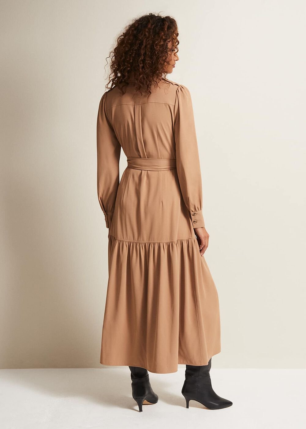 Morgan Trench Midi Dress Camel