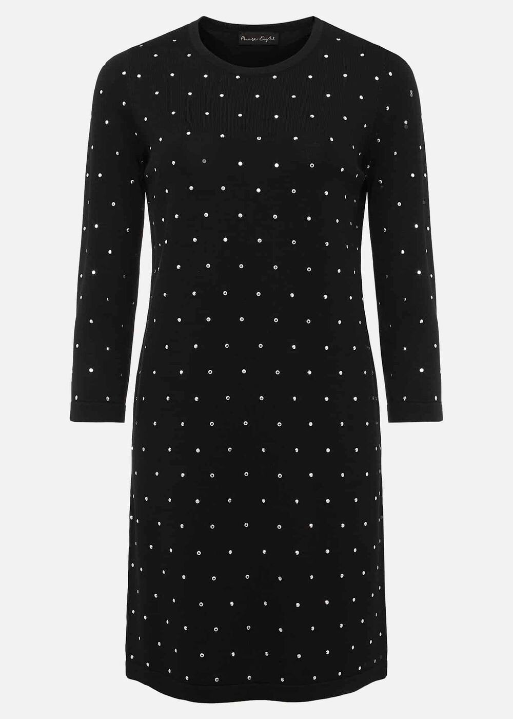 Catriona Stud Shift Knitted Mini Dress Black