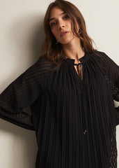 Nikkita Pleated Swing Mini Dress Black