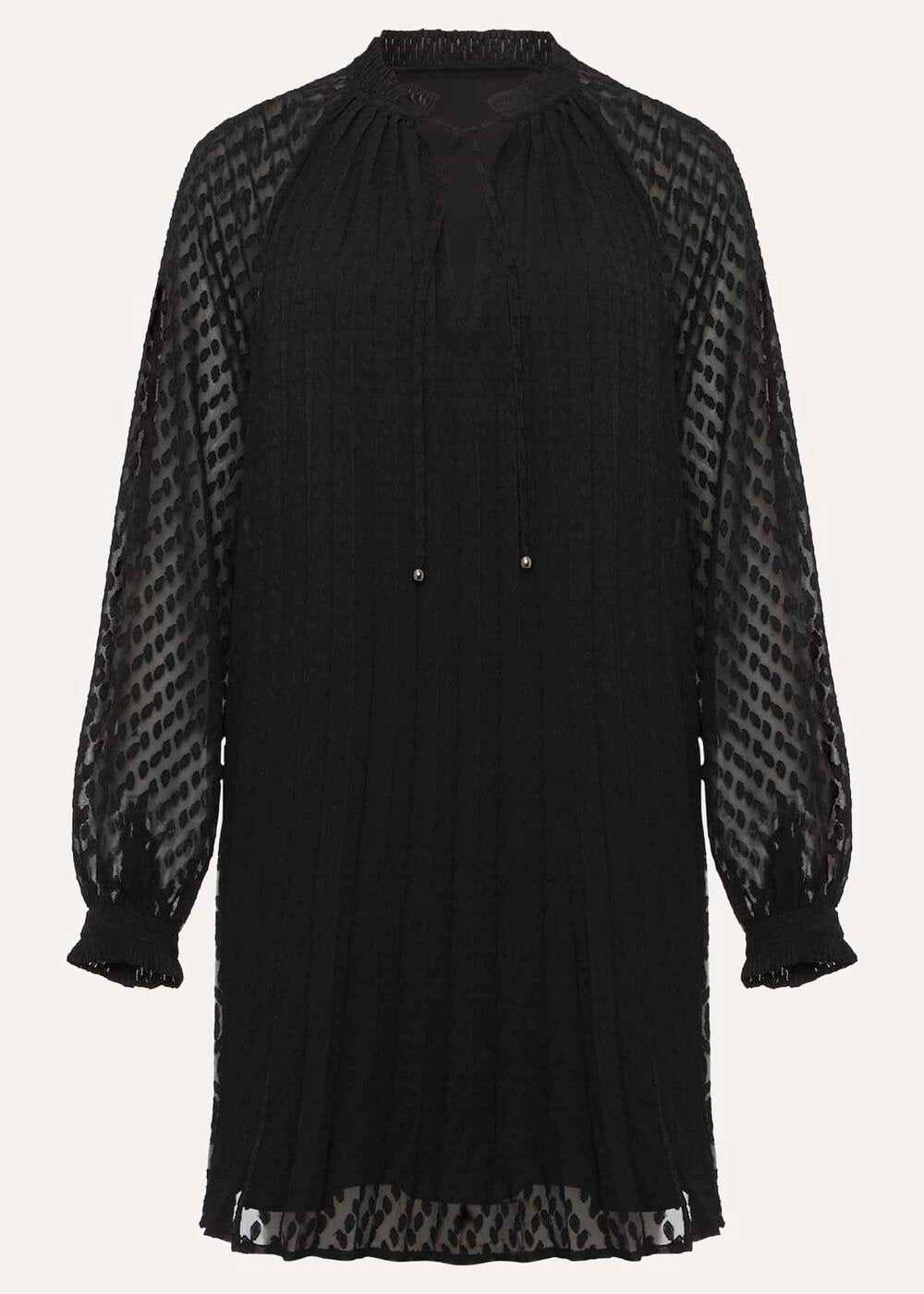 Nikkita Pleated Swing Mini Dress Black