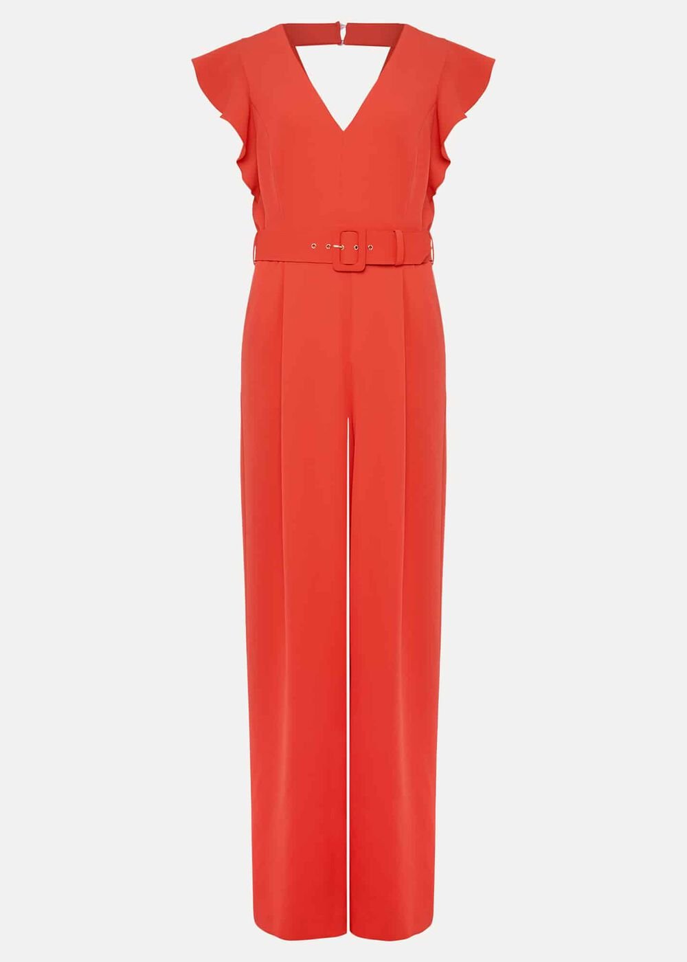 Kallie V Neck Frill Jumpsuit Orange