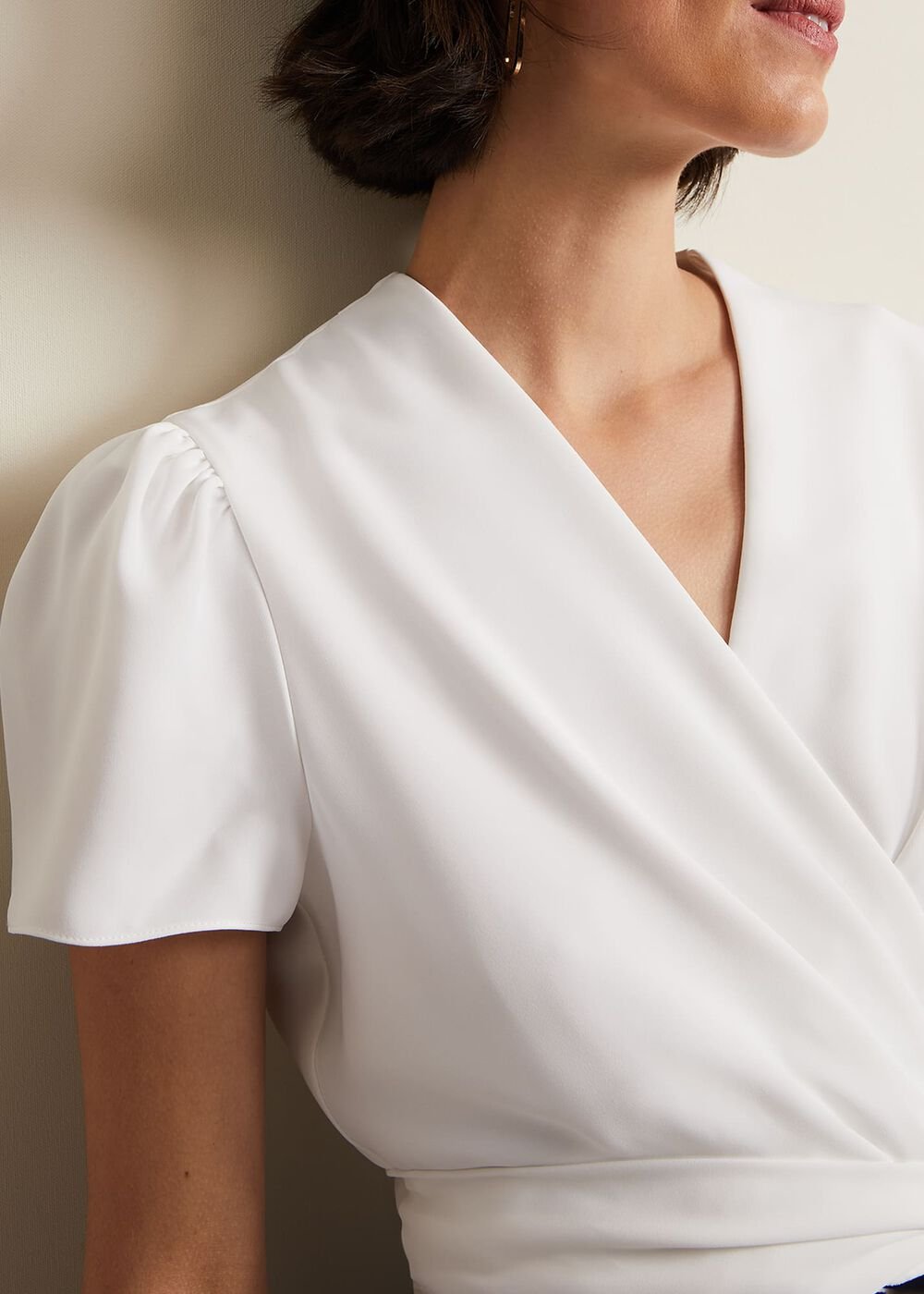 Black & White Jumpsuit with Wrap Bodice & Tie Detail Navy/Ivory