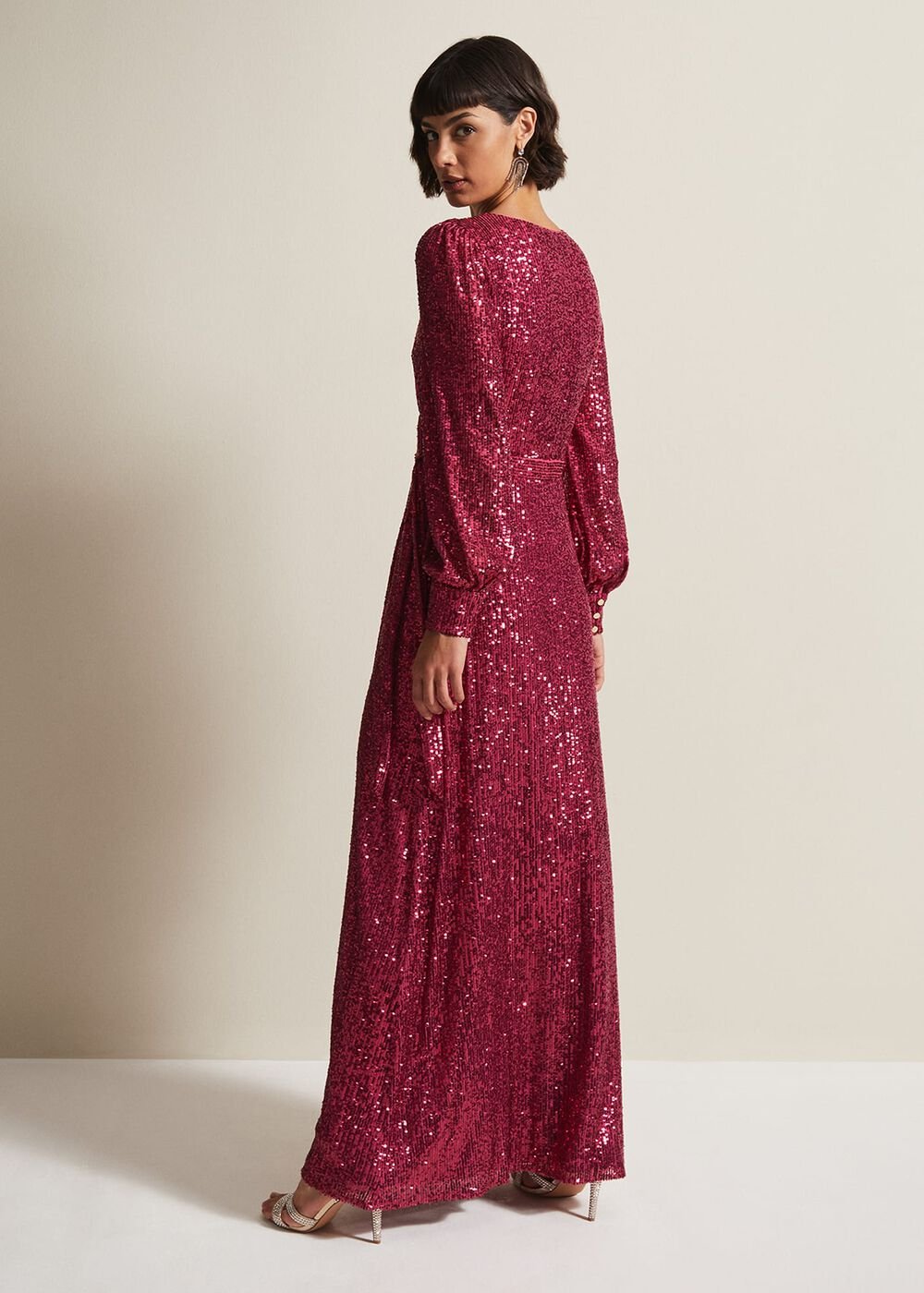 Amily Pink Sequin Maxi Dress Pink