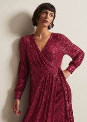 Amily Pink Sequin Maxi Dress Pink