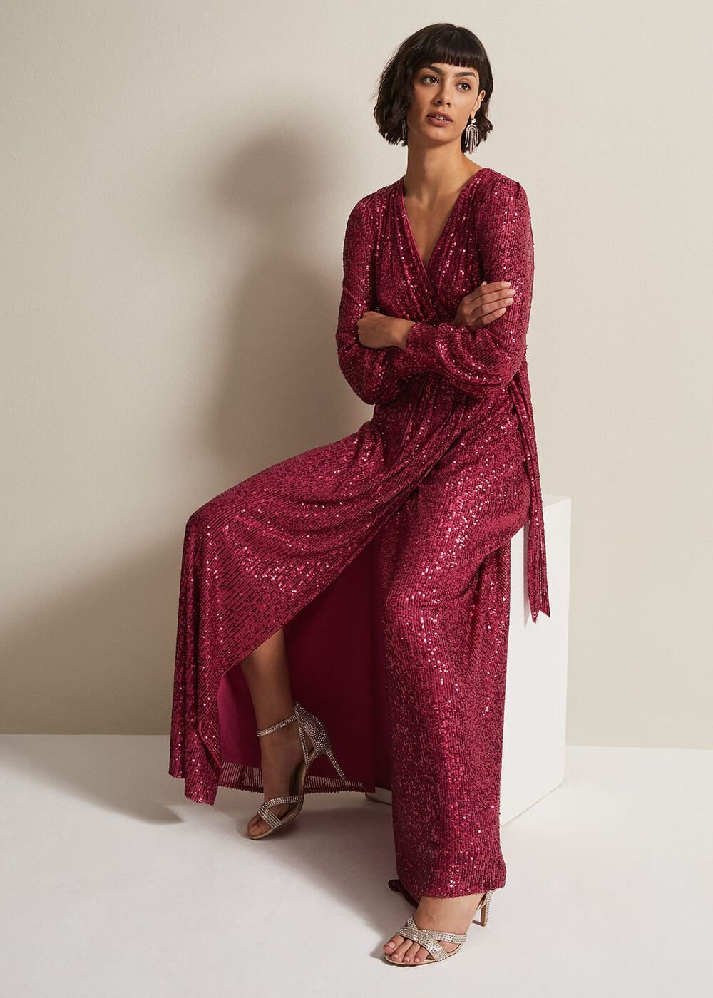 Amily Pink Sequin Maxi Dress Pink