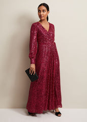 Petite Amily Pink Sequin Maxi Dress Pink