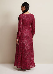 Petite Amily Pink Sequin Maxi Dress Pink