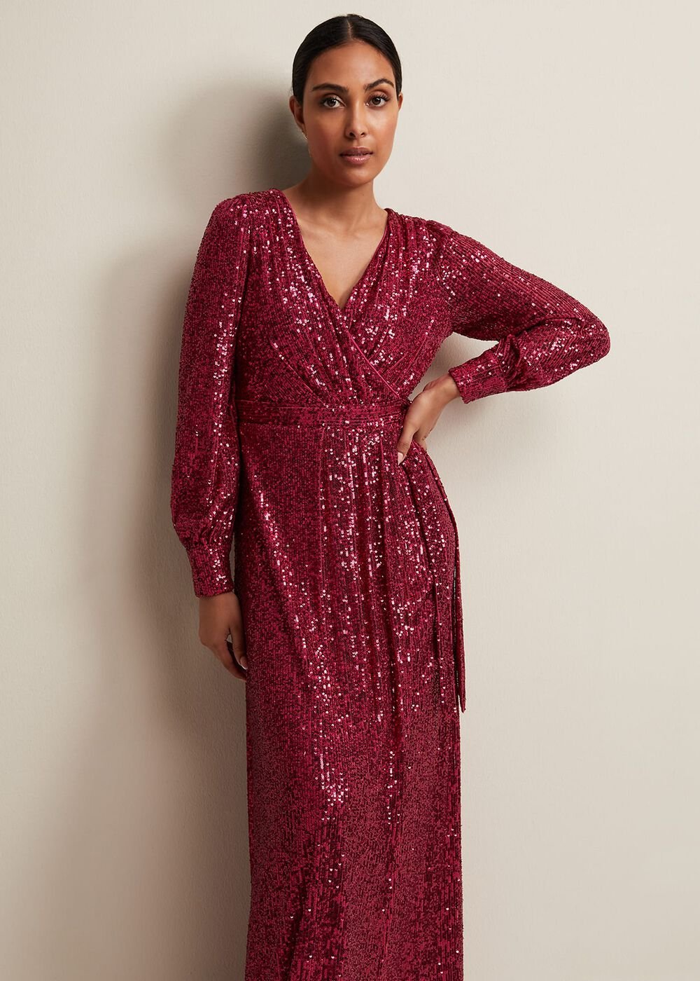 Petite Amily Pink Sequin Maxi Dress Pink