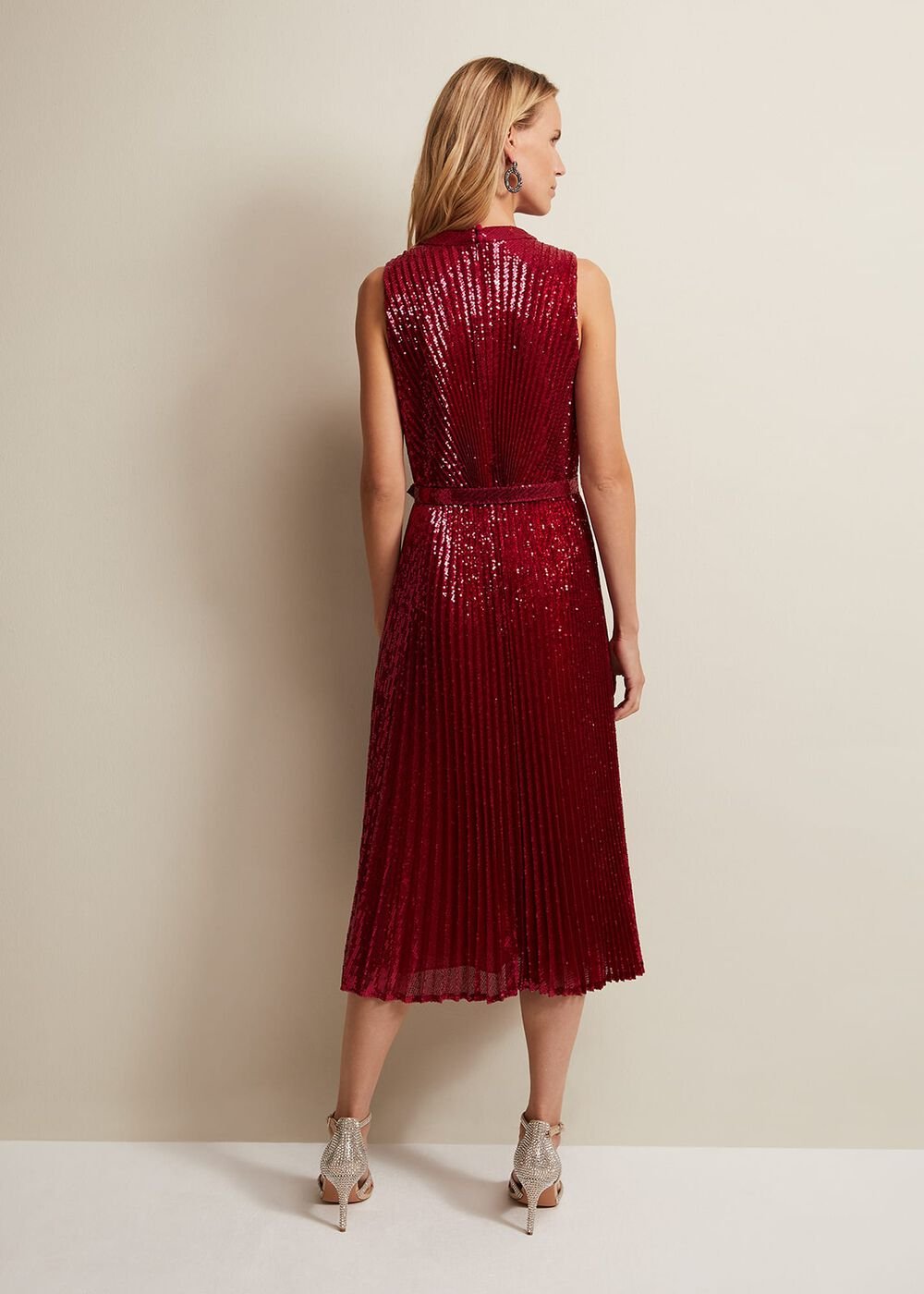 Simara Pink Sequin Midi Dress Pink