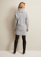 Fillipa Grey Knitted Tunic Mini Dress Grey