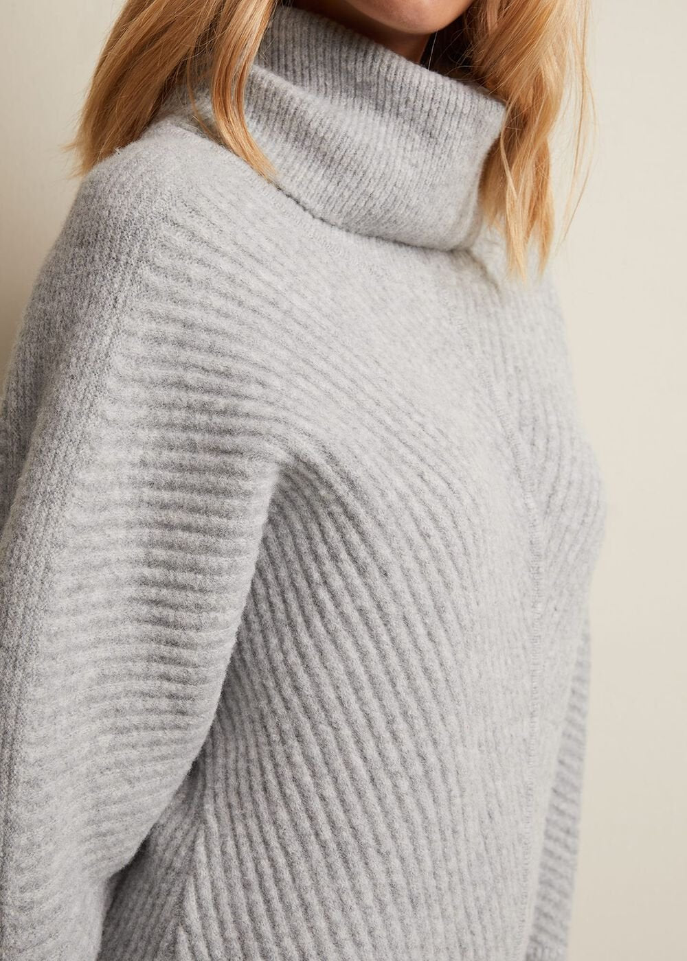 Fillipa Grey Knitted Tunic Mini Dress Grey