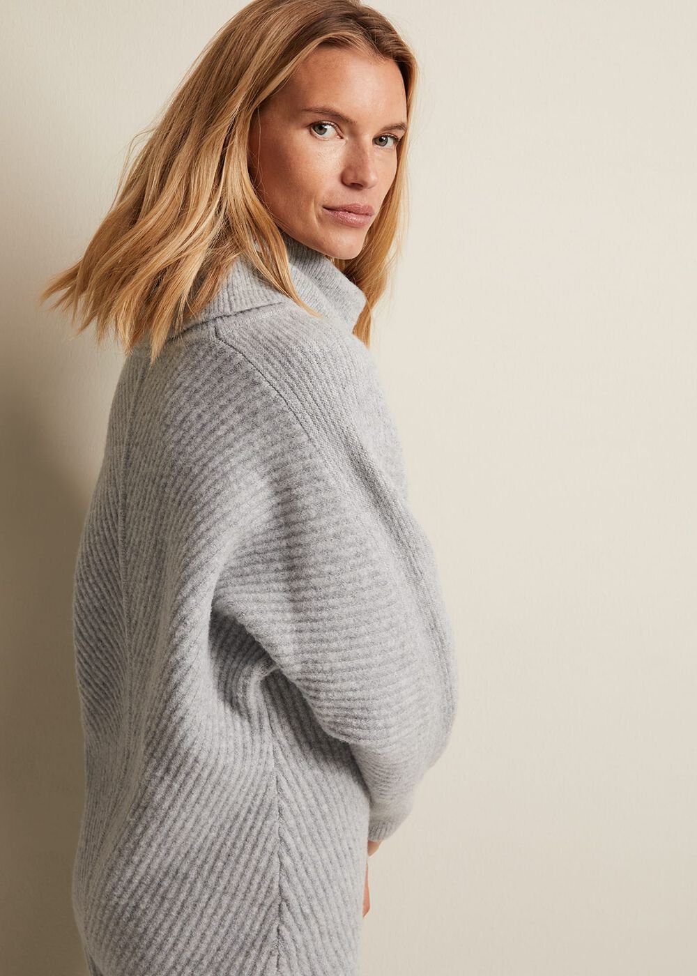 Fillipa Grey Knitted Tunic Mini Dress Grey