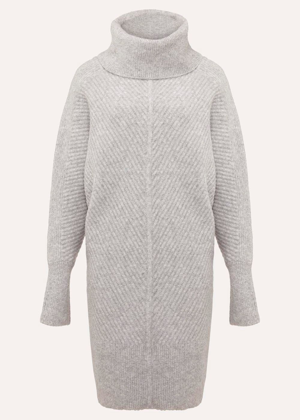 Fillipa Grey Knitted Tunic Mini Dress Grey