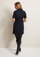 Lana Tweed Zip Tunic Mini Dress Navy