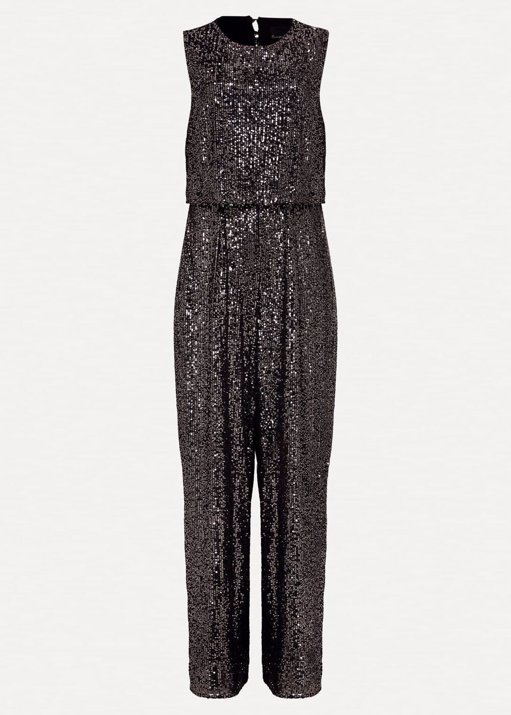 Aubrey Sequin Wide Leg Jumpsuit Gunmetal