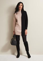 Tamina Colour Block Knitted Tunic Mini Dress Black/Multi