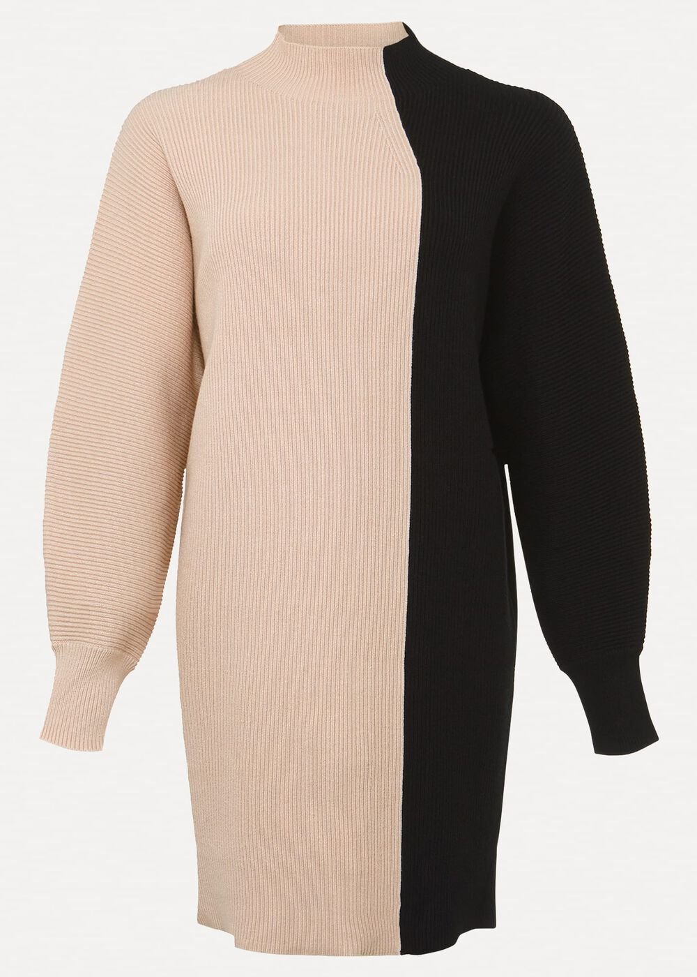 Tamina Colour Block Knitted Tunic Mini Dress Black/Multi