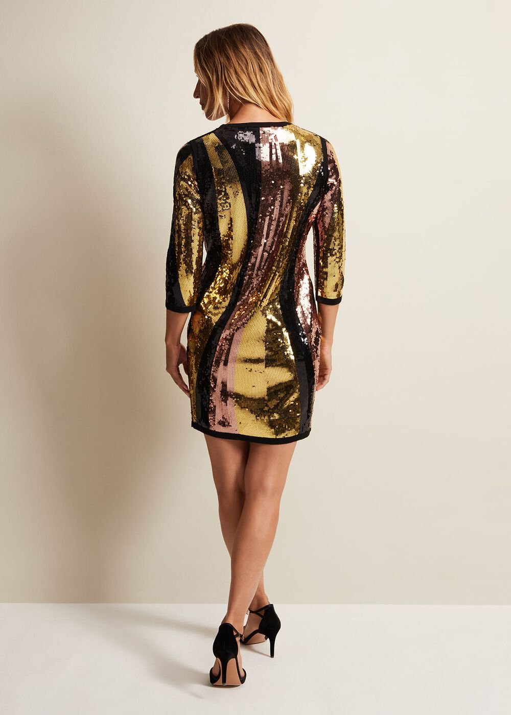 Cassey Rainbow Wave Sequin Dress Multi-Coloured