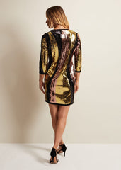 Cassey Rainbow Wave Sequin Dress Multi-Coloured