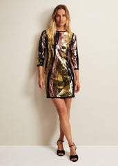 Cassey Rainbow Wave Sequin Dress Multi-Coloured