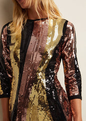 Cassey Rainbow Wave Sequin Dress Multi-Coloured