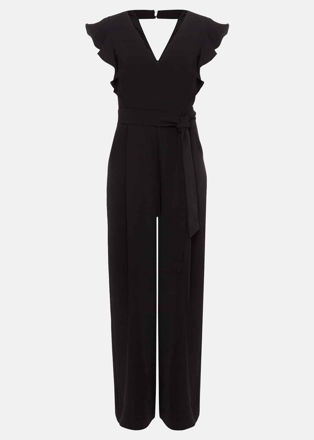 Kallie V Neck Frill Jumpsuit Black