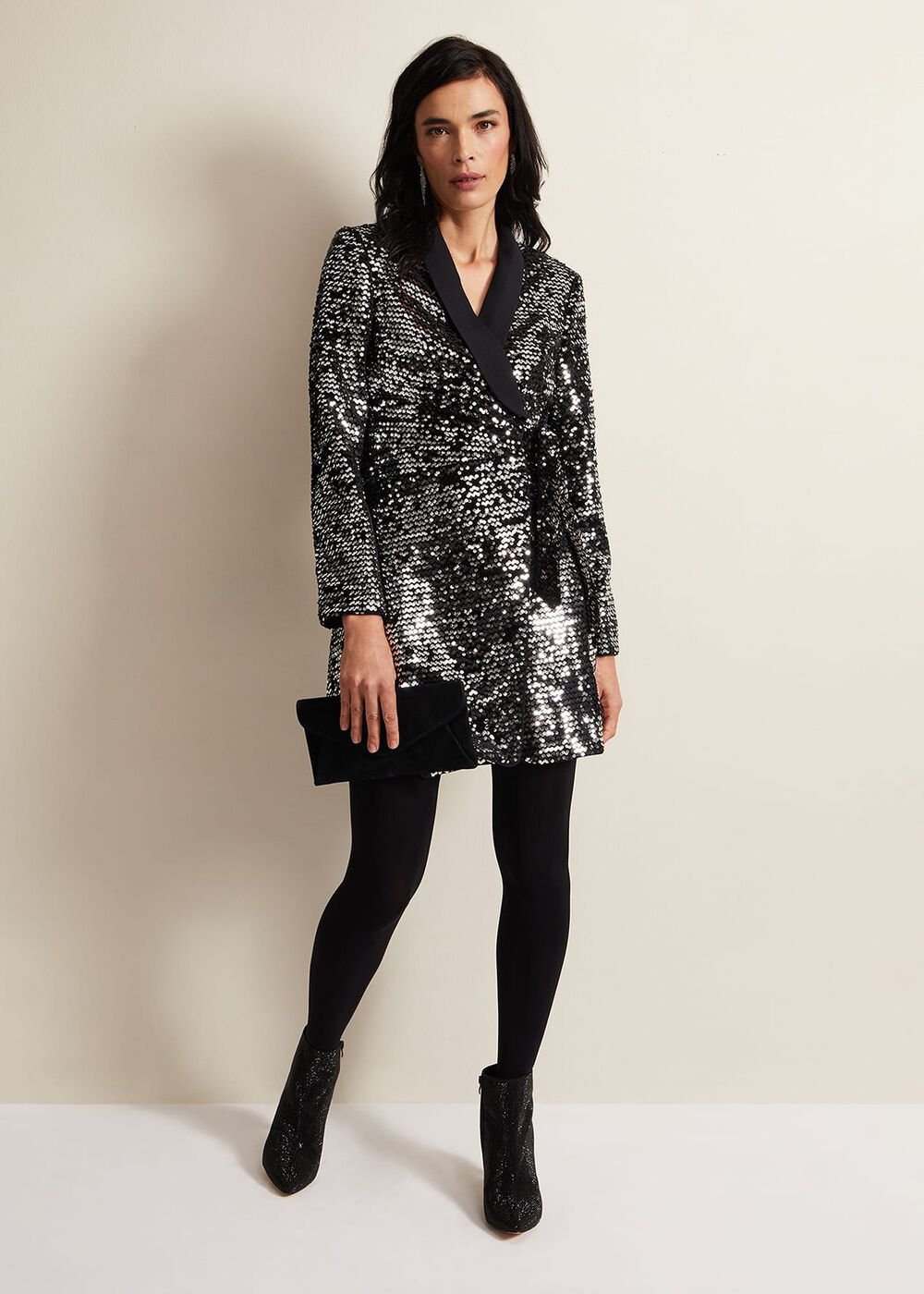 Brea Wrap Tuxe Sequin Dress Black