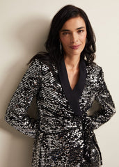 Brea Wrap Tuxe Sequin Dress Black