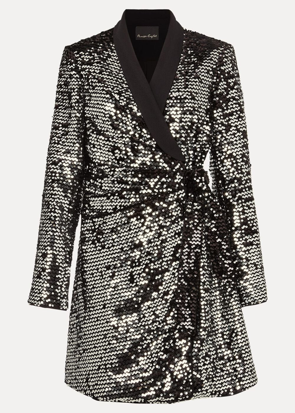 Brea Wrap Tuxe Sequin Dress Black